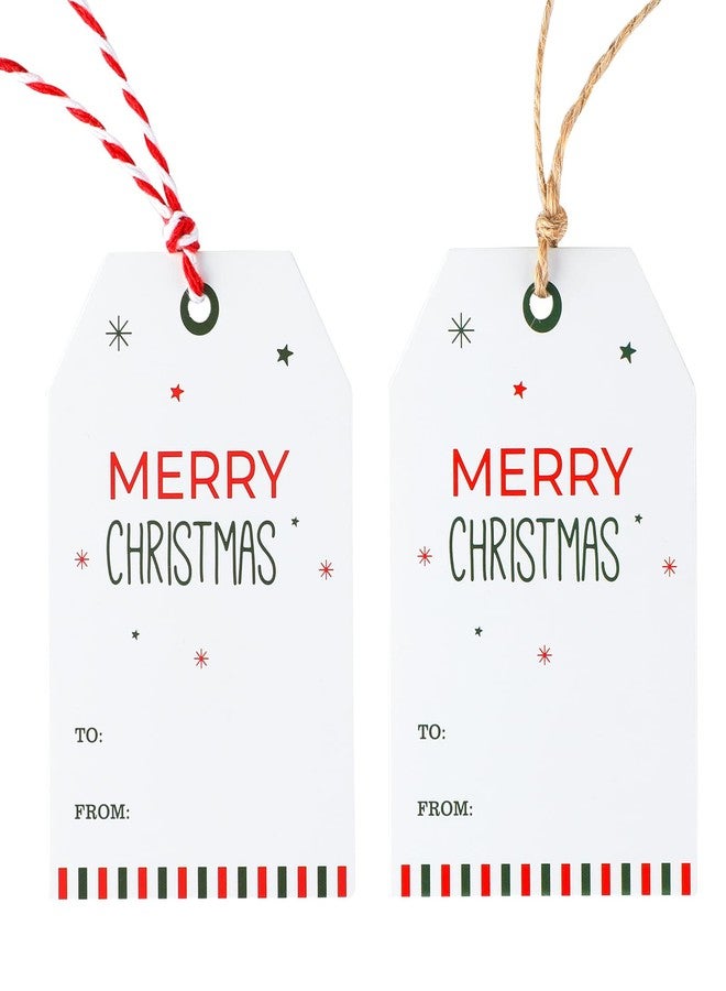 KINGLAKE 50 Pcs Christmas Gift Tags with String,Merry Christmas Tags,Paper Gift Tags for Gift Wrapping,Holiday Present Wrap Tags Christmas Design for Xmas Parties and Celebration - Image 1